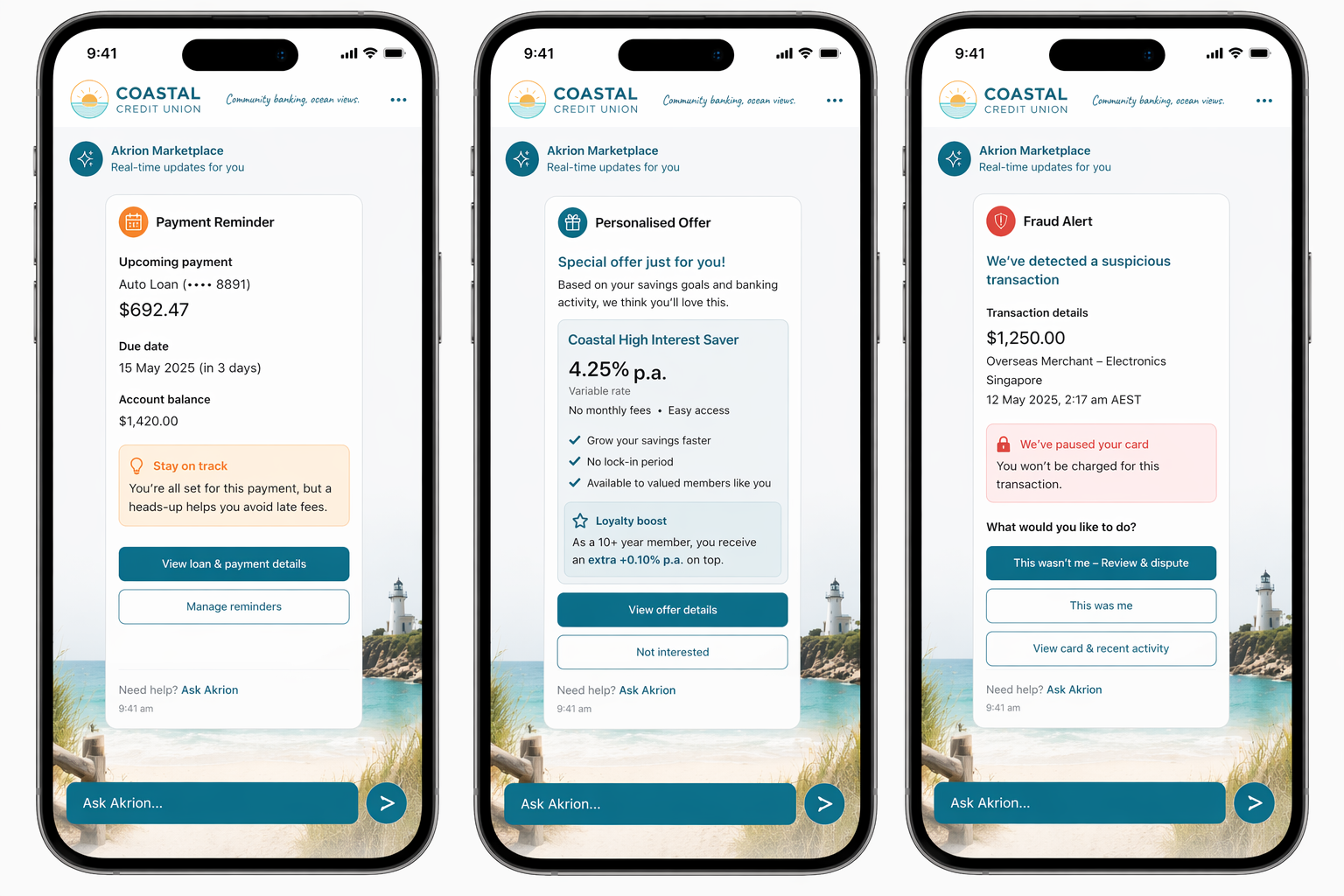 Akrion Intelligent Updates — proactive personalised customer notifications concept